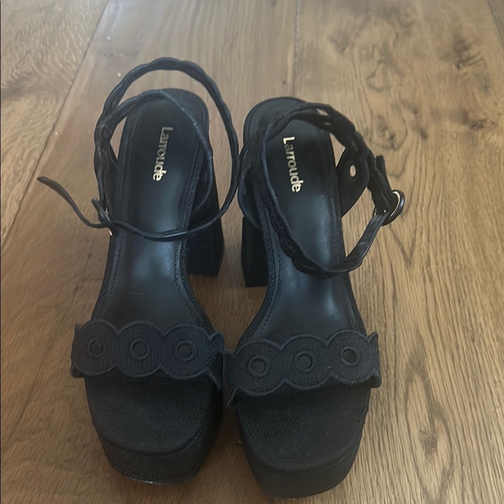Larroude Black Platform Sandals